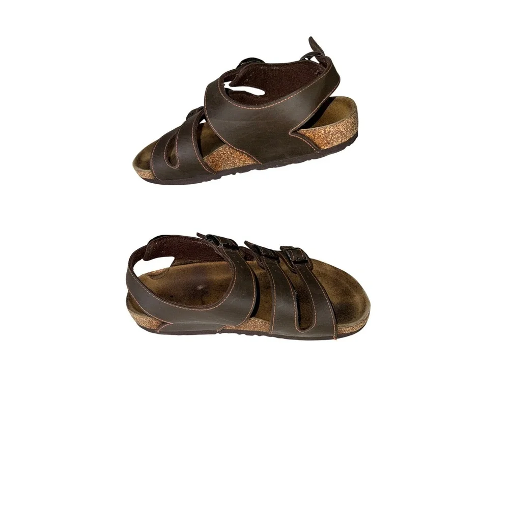 Birkis‎ Birkenstock Kids Rio Sandals Brown Leather Triple Strap Size 33 210 L2